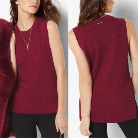MICHAEL Michael Kors Red Metallic Knit Sleeveless Sweater Womens Size Medium NWT - Picture 5 of 17